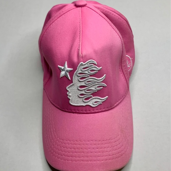 Hellstar OG Logo Snapback hat in pink with flame & star emblem main image 6